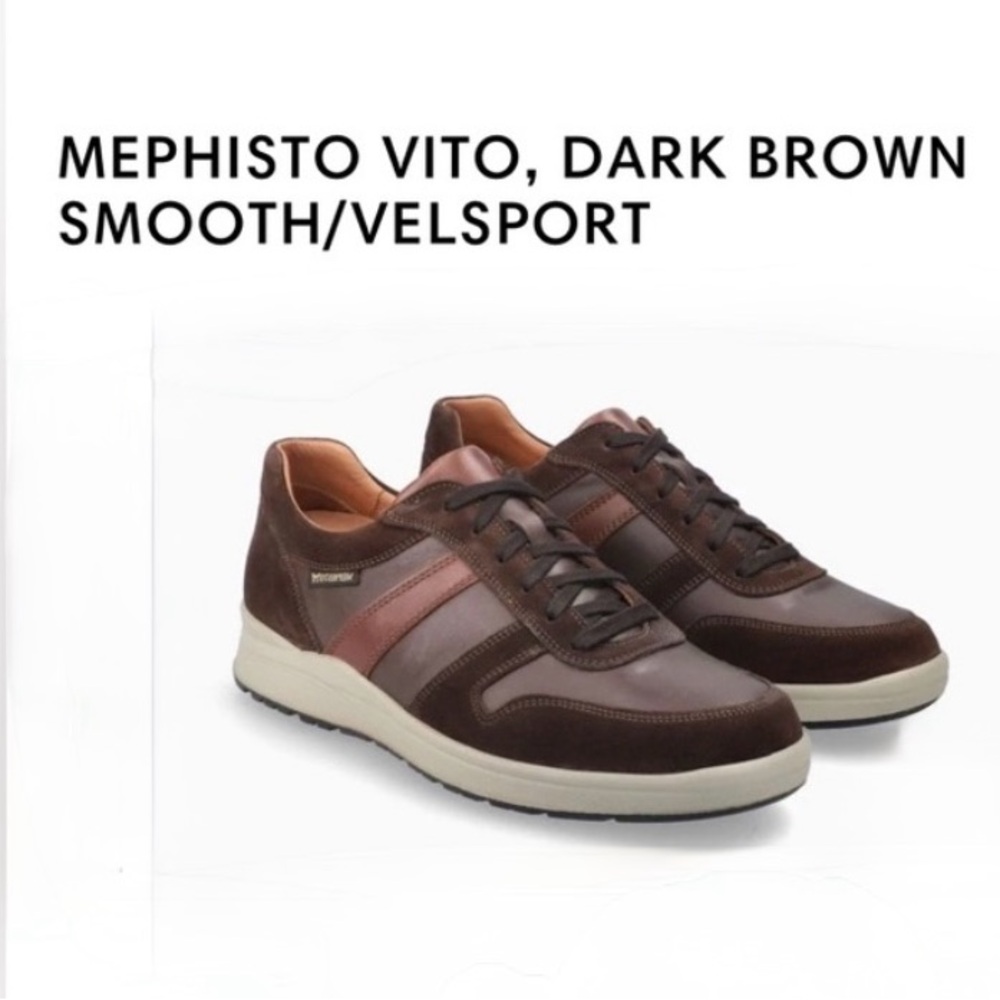 MEPHISTO VITO, DARK BROWN SMOOTH/VELSPORT men size US 9 New